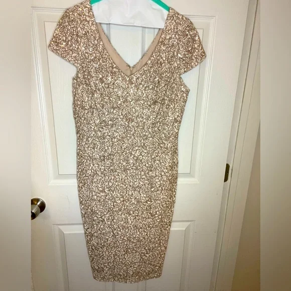 alex evenings champagne dress Neutral Champagne Bridesmaid Dress Matte Satin Size Medium